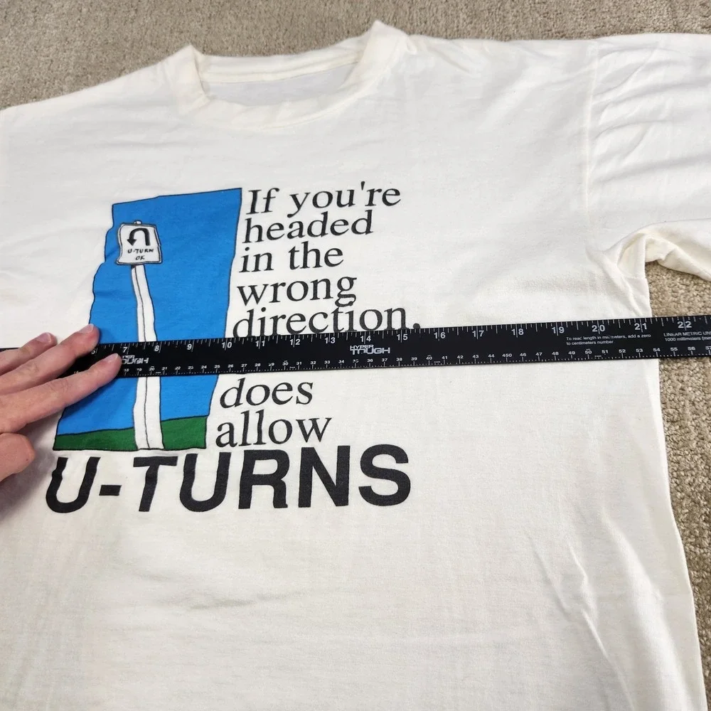 Vintage Jesus Shirt Men Large U Turn Tee 90s Single Stitch White God‎